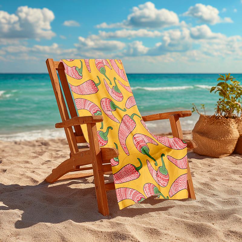1Pc Chili Pepper Art Beach Towel Quick Dry Multiuse For Beach Pool Gym Yoga Home Travel Christmas Halloween Xmas Gift G1118