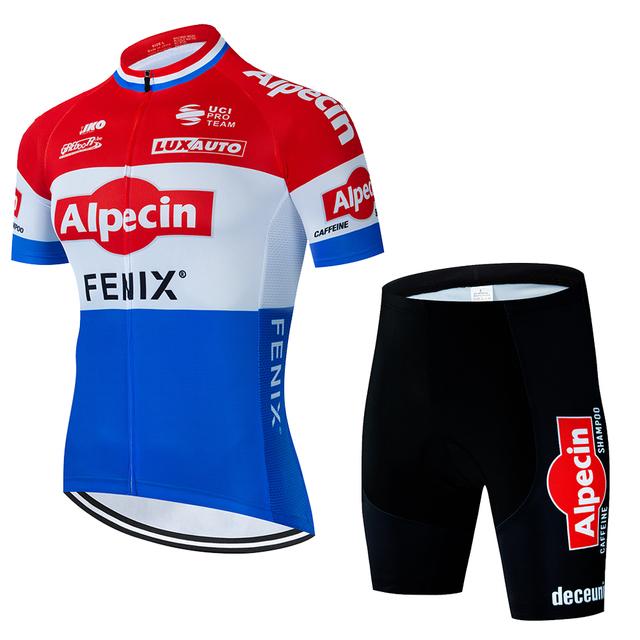 Мужской комплект велоджерси Alpecin MTB с шортами с лямками - Дышащая, влагоотводящая ткань, спортивная посадка, лето