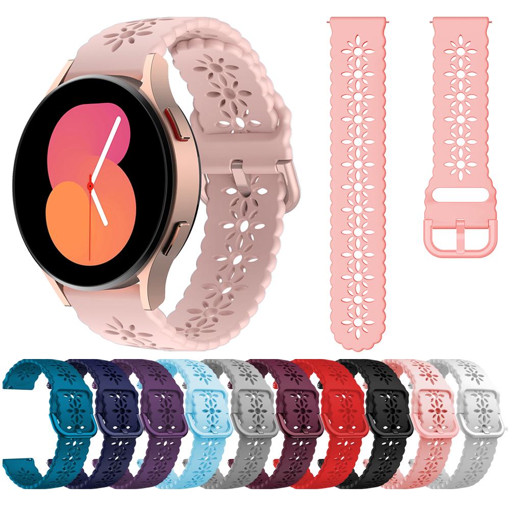 20 мм сменный ремешок для Samsung Galaxy Watch 5 44 мм 40 мм Pro 45 мм/Active 2/Galaxy Watch 4, кружевной силиконовый ремешок для женщин и девушек