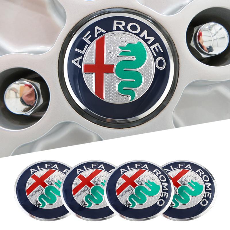 4pcs 56mm Car Wheel Center Hub Cap Stickers For Alfa Romeo 4C 159 Spider Giulietta Giulia GT Tonale Mito Car Styling Accessories