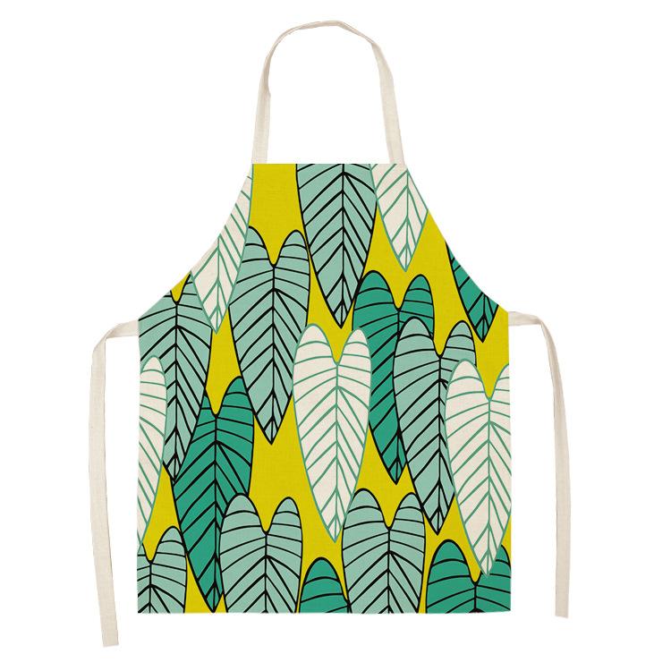 Tropical Plants Kitchen Aprons For Women Home Flower Baking Baking Cafe Cotton Linen Cleaning Aprons 38x47cm