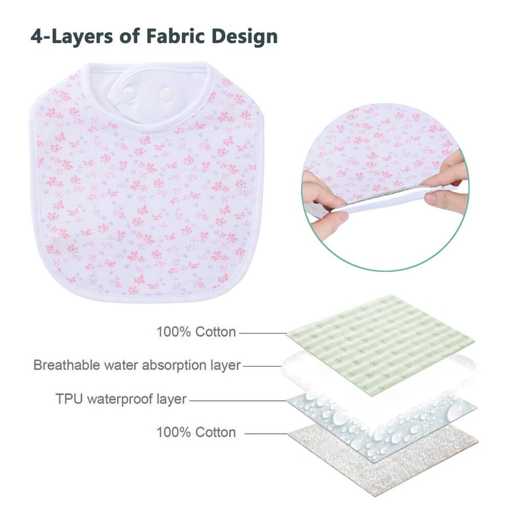 Hakochia Waterproof Baby Bibs 100% Cotton Super Soft Absorbent 4-Layer Unisex Dribble Bandana Bibs With Adjustable Snaps for Boys Girls Infants
