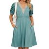 Urban Style Dress With Pockets And V Neck For Spring Casual Wear
