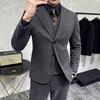 Men's Slim Fit Woolen Three-Piece Suit: One-Button, Autumn/Winter, Business/Wedding/Groomsmen.