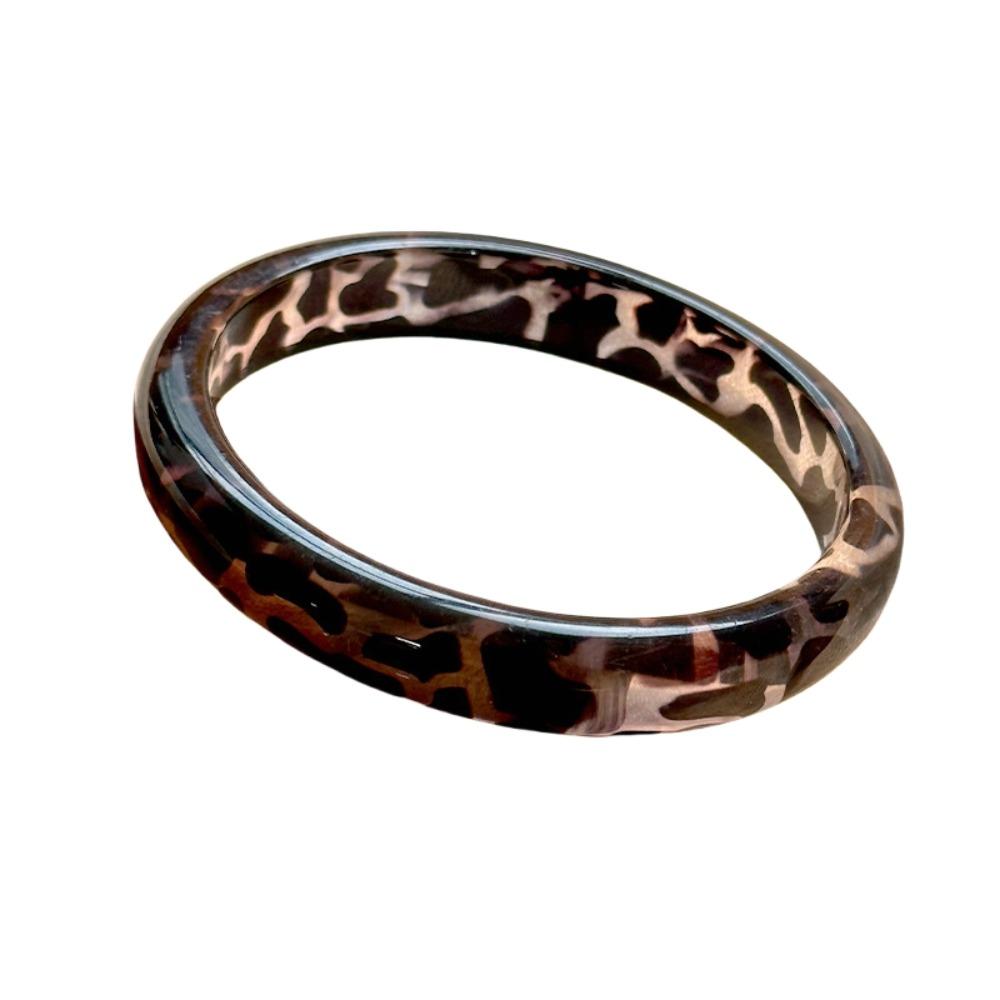 Круглые браслеты из смолы, гладкие женские кольца на руку, модные браслеты с леопардовым принтом для женщин