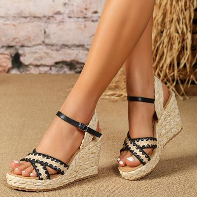 Новые летние эспадрильи на платформе с танкеткой, модные удобные женские пляжные сандалии для отдыха
