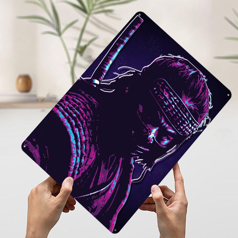 Retro Samurai Art Metal Poster Customized Wall Art Retro Vintage Tinplate Signs for Setup Decorations Bedroom Decoration Room