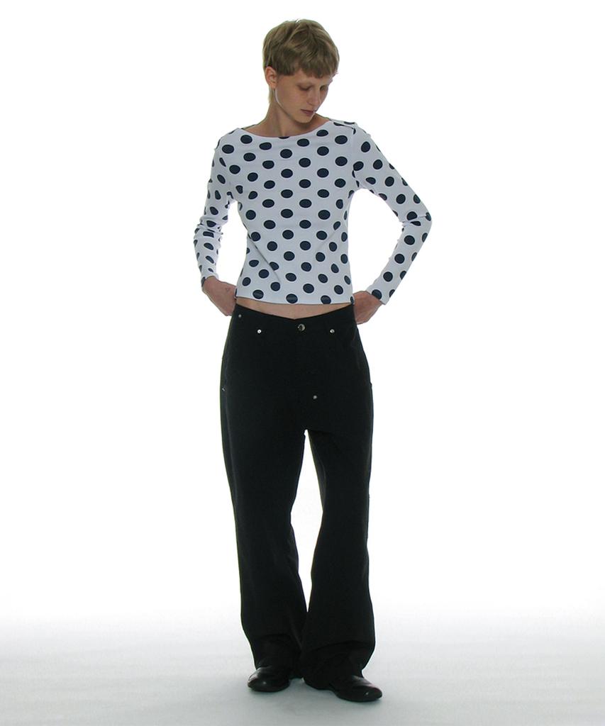 PARTIMENTO WOMEN Dot All-Over Printed Long Sleeve Tee_White