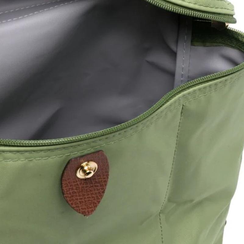 Longchamp Le Pliage 28 Однотонный Вышитый Логотип Застежка-молния на кнопках Холщовый Рюкзак Женский Рюкзак Зеленый 1699089P77