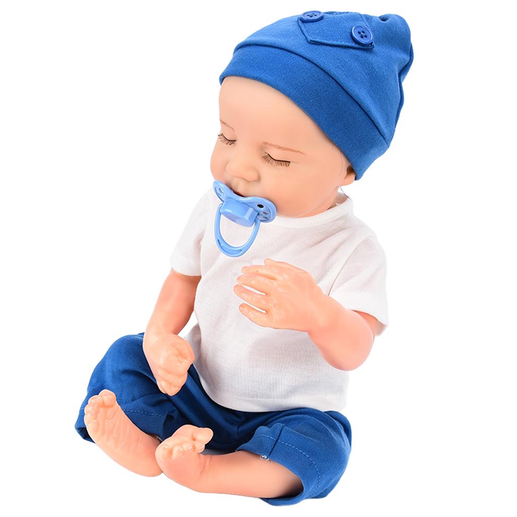 18 Inches Newborn Baby Boy Doll Realistic Full Vinly Body Washable Baby Doll with Clothes for Kids