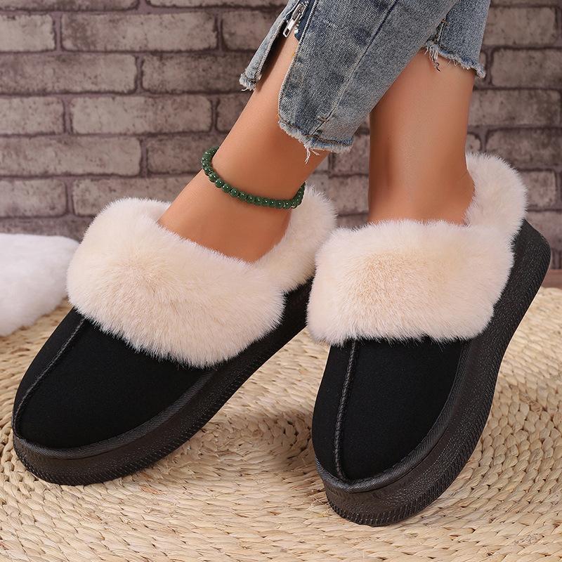 Женские зимние ботинки большого размера с круглым носком и толстой подошвой, повседневные короткие теплые домашние ботинки из хлопка с толстым бархатом, однотонные, 36-42