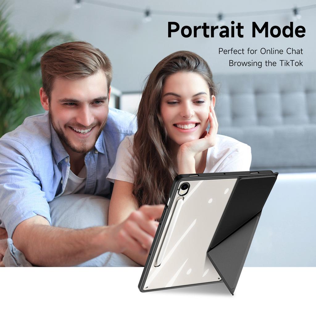 DUX DUCIS Серия Magi для Samsung Galaxy Tab S10 FE/Tab S9/S9 FE Чехол Подставка Оригами Кожа+ПК+ТПУ Прозрачная Задняя Крышка