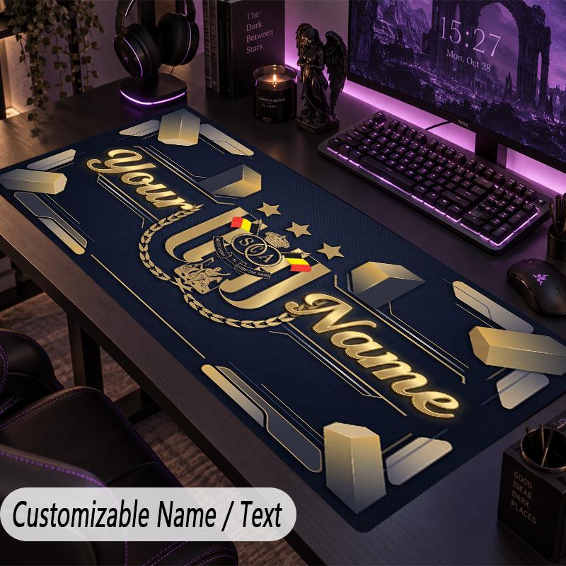 Custom Text Big Mousepad, Extended Desk Pad For Laptop Work GameAnderlecht FC logo