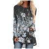 Женская повседневная мода с цветочным принтом, длинным рукавом, круглым вырезом, пуловер, топ, блузка, футболки, женские