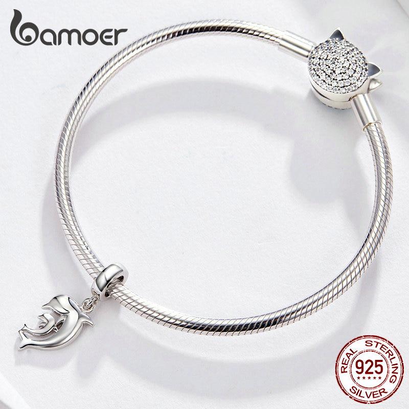 Аутентичная подвеска-подвеска «Дельфин» из стерлингового серебра 925 пробы BAMOER с полировкой для мамы и ребенка