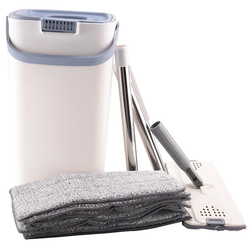 Lazy Flat Floor Mops And Bucket Set Free-Hand Wash Flat Mop Set For Hardwood Flat Squeeze Mop