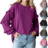 Women’s Round Neck Long Sleeve Blouse Loose Fit  Solid Color Tops Fall Fashion Tee