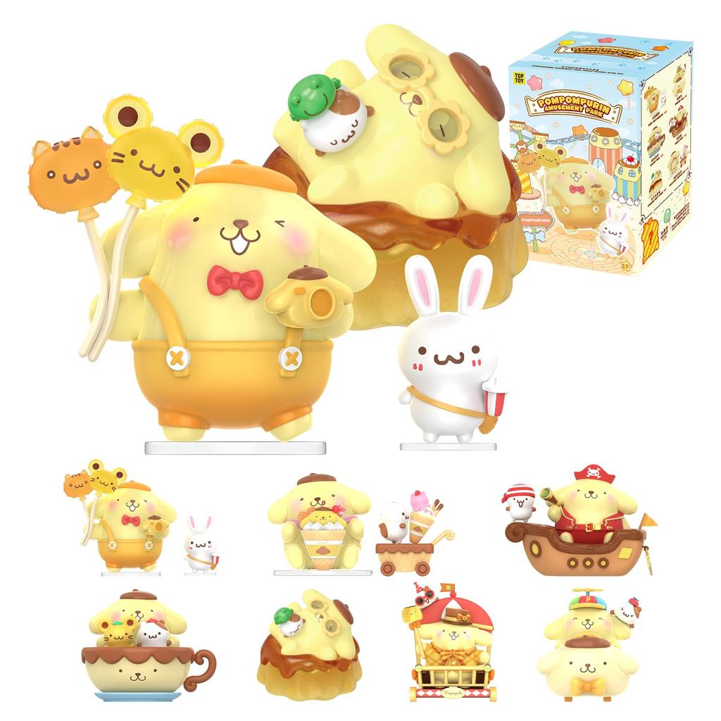 ЛУЧШАЯ ИГРУШКА Персонажи Sanrio Pompompurin Серия Парк развлечений Гашапон Фигурка-сюрприз Мягкий винил ПВХ Подарок на день рождения Персонаж Pompompurin