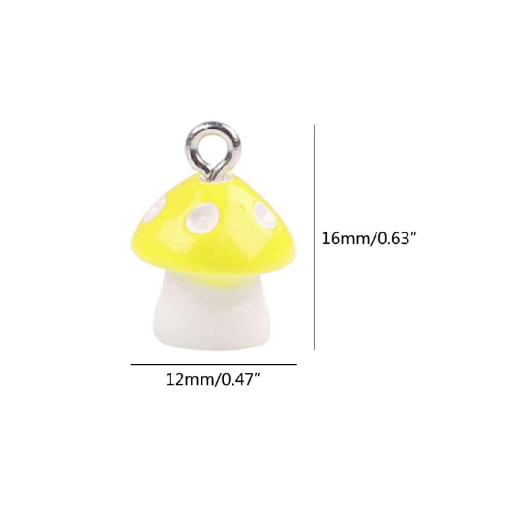Colorful Mushroom Resin Pendants Earrings Beaded Ornaments Bracelet Pendant Jewelry Making Accessories for Craft Lover