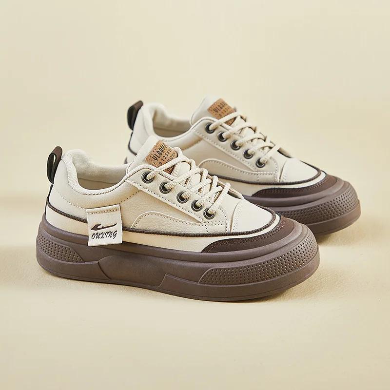 Новые женские кроссовки из искусственной кожи весна-осень на платформе, женская повседневная обувь, удобные туфли на плоской подошве Zapatos 2025