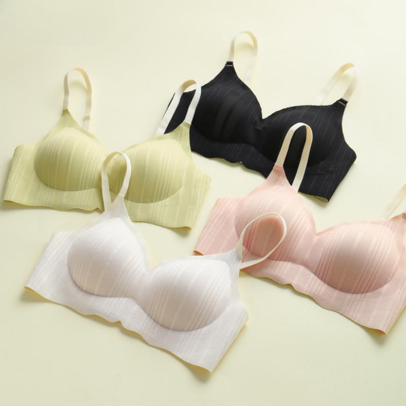 One-piece Fixed Cup No Steel Ring Gathered Underwear Women Thin Section Seamless Bra Beauty Back Corset Summer
