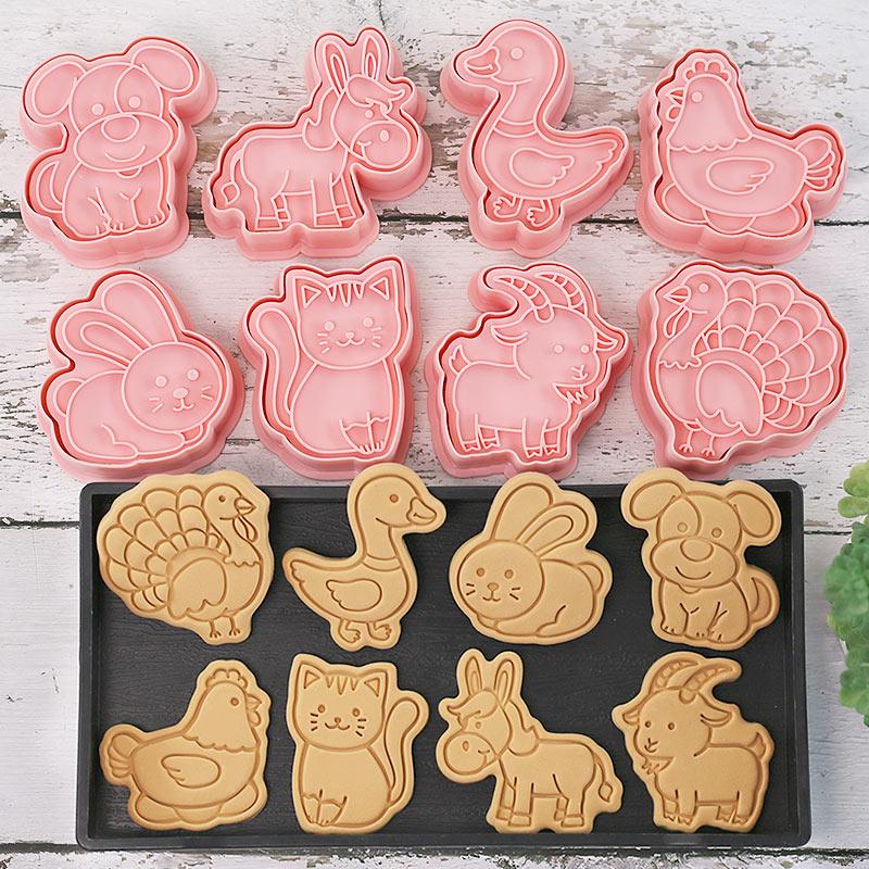 8Pcs Biscuit Mold Cookie Cutters Stamp Press Fondant Sugar Craft Baking Tools