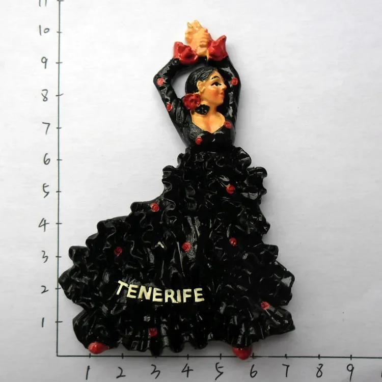 Магнит на холодильник Тенерифе Испания Барселона Туристические сувениры Танцор фламенко Малага Холодильник 3D Магнитные наклейки Идеи подарков