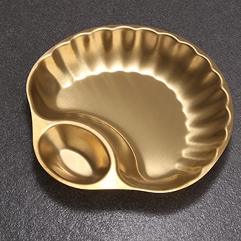 Французский Ретро Форма Ракушки Нержавеющая Сталь Картофель Фри Жареная Курица Тарелка для Закусок Домашнее Хранение Декоративные Тарелкипрочная Нержавеющая Сталь