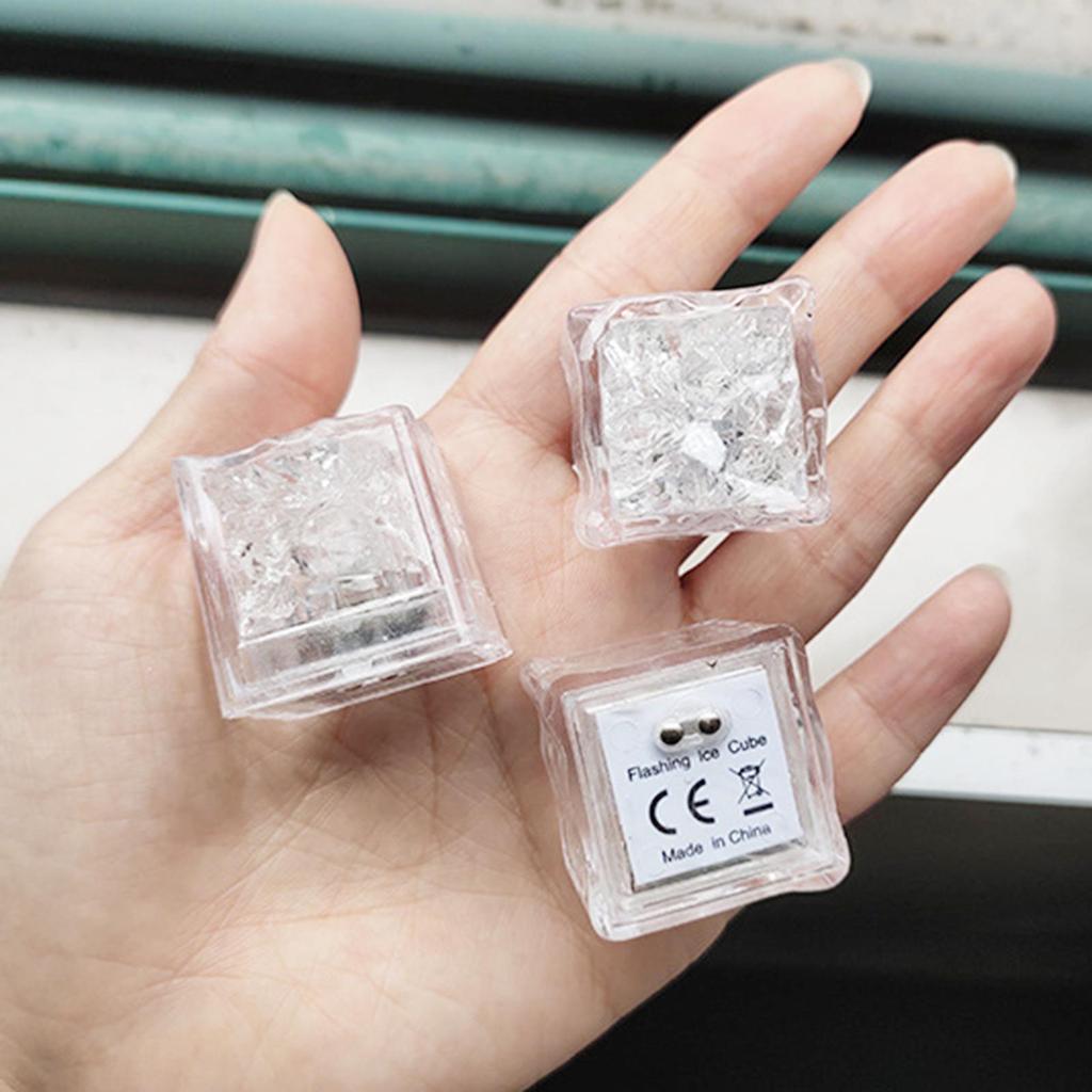 12 Pcs Multicolor Luminous Touch Ice Cubes Fun Party Favors Liquid Activated Bar Wedding Supplies