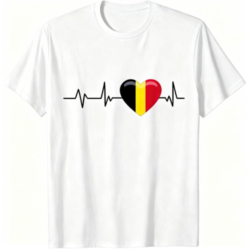 I Love Belgium Pattern Print Men's T-shirt Summer Men's and Women's Casual Fashion Tops Men's Short Sleeve T-shirt Oversize Clothing