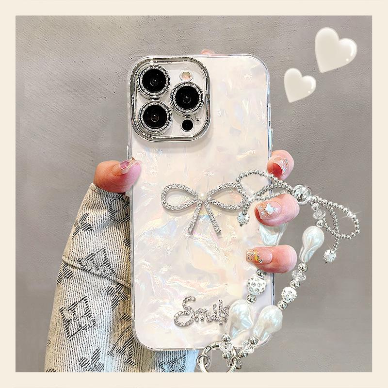 Жемчужный бант подходит для чехла мобильного телефона Apple 17promax iphone16 высокоценные девушки 15 новых моделей 14 снаружи