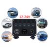 Waterproof Marine Boat Rocker Switch Panel 5 Gang with Twin USB Slot Socket 2.1A + Voltmeter for Car RVs Vehicle