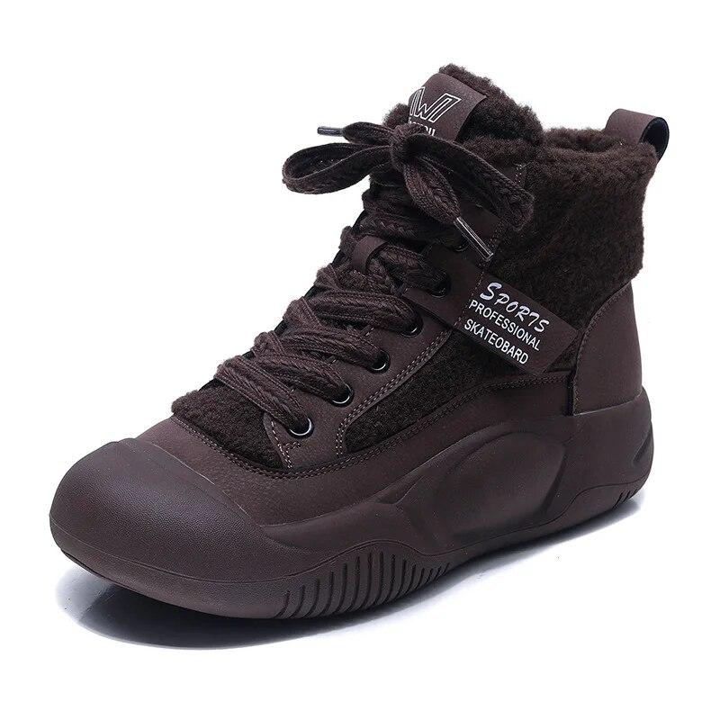 Johnature Хлопковая обувь с плюшевыми теплыми короткими сапогами из натуральной кожи с круглым носком, женская обувь на мягкой подошве