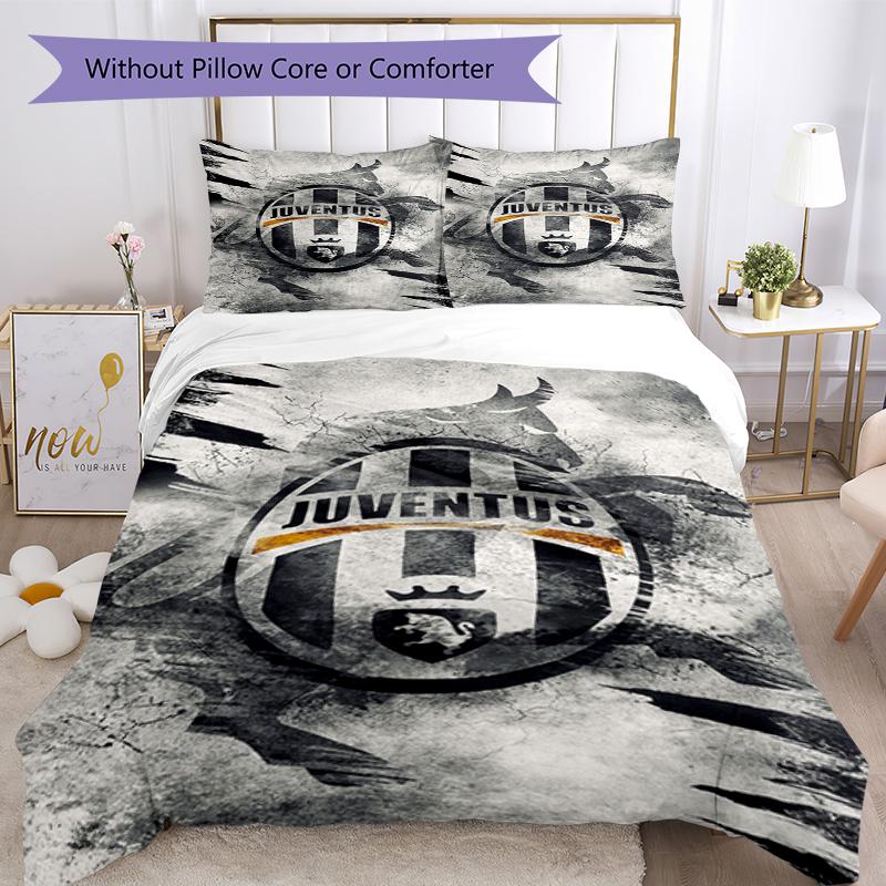 3pcs Juventus Football Club Bedding Set Duvet Cover Closure Includes 1 Duvet Cover & 2 Pillowcases, Soft and Comfortable for All Seasons.