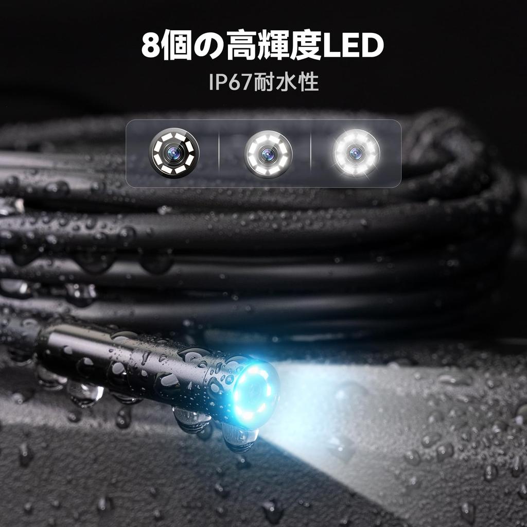15M Sewer Endoscope Camera Teslong Fiberscope Compatible with iPhone 15 USB C Drain Borescope Inspection Camera with 8 High Bright LEDs 50ft Flexible