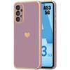 Case - BOOLING - for Samsung Galaxy A53 5G - Purple - Shockproof - Luxury Plated Heart Pattern