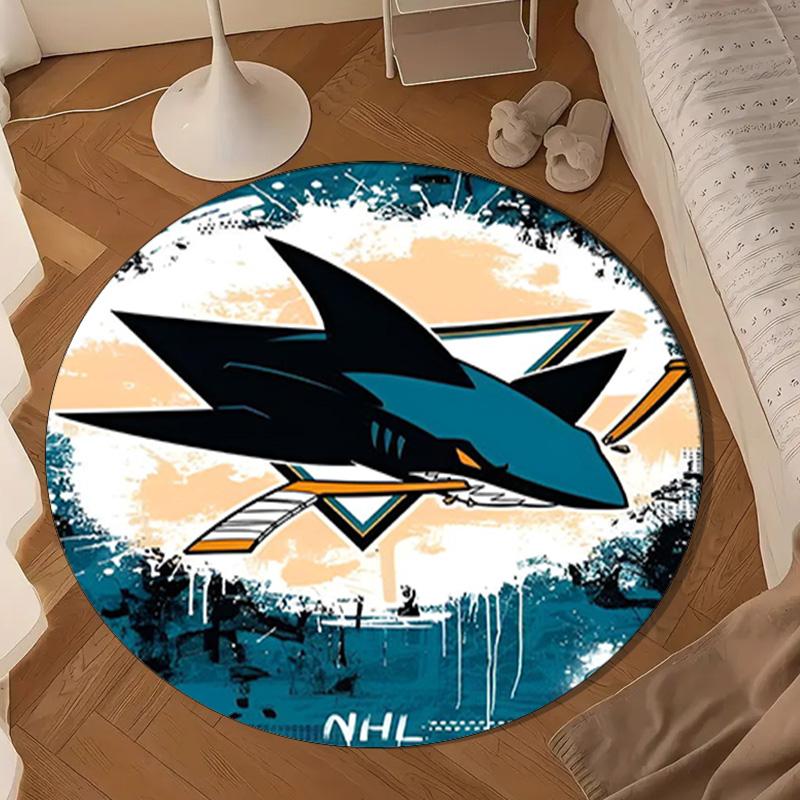 San-Jose Sharks Hockey Round Rug for Livingroom,Bedroom, Palyroom, Chair Rug, Area rug, Circle Carpet, Large Size Decor Fan Christmas gift