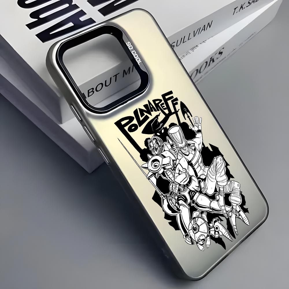 Крутой аниме чехол для телефона J-Jojos для iPhone 16 15 14 13 12 11 Pro Max Серый Черный Матовый Лазерный Металлик Аврора Funda