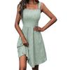Женское летнее повседневное платье с квадратным вырезом и карманами, милое платье трапециевидной формы без рукавов с высокой талией и жилетом миди