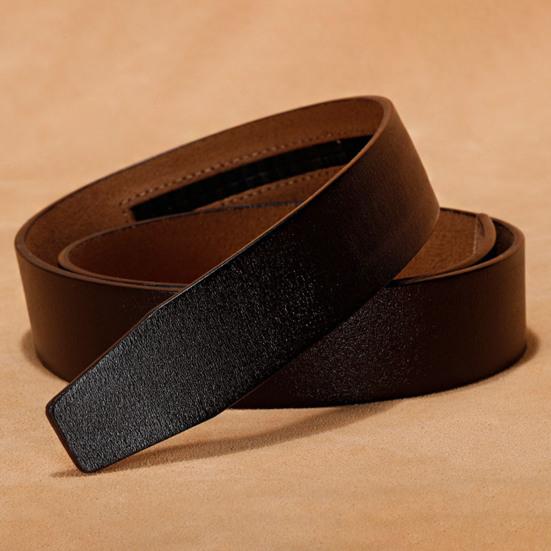 Мужской ремень из натуральной кожи без автоматической пряжки, двухслойный ремень из воловьей кожи в стиле ретро, ​​без пряжки, дизайн пояса