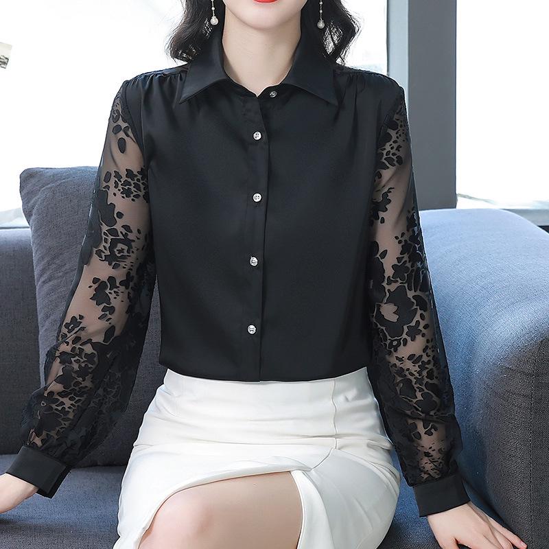 Трендовая женская шифоновая рубашка с длинным рукавом 2025, универсальная ткань с эффектом выгорания, простой однобортный дизайн