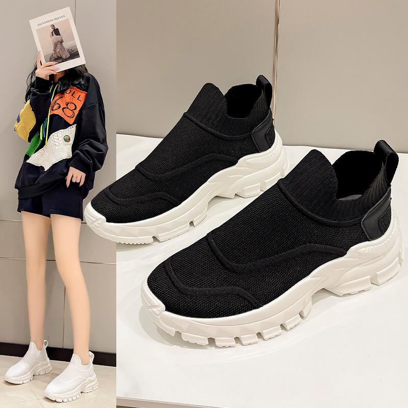 Модные женские сетчатые дышащие плетеные кроссовки Женские легкие кроссовки Платформа Слипоны Женская повседневная обувь для бега Женские кроссовки