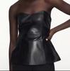 Stylish Black Women's Casual Lambskin Formal Party Genuine Handmade Original Leather Top