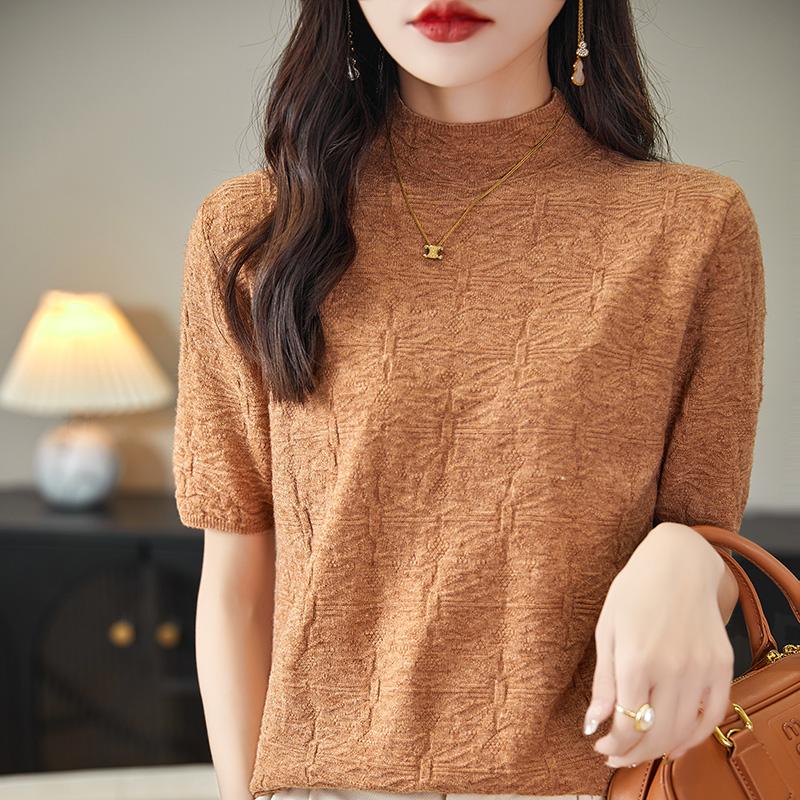 Women Knit T-shirt MODERN NEW SAGA Summer Knitted Shirt Short Sleeve Tees Spring Pullover Knit Tops