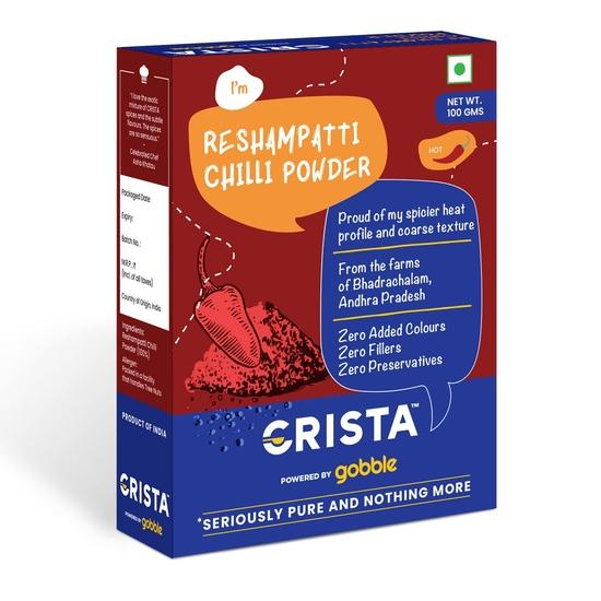 CRISTA Reshampatti Chilli Powder | Laal Mirch Powder with Natural Oils | Zero Added Colours, Fillers| Spicy Grade | 100 Gms