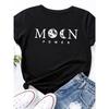 Футболка с принтом Moon Power, женская, с коротким рукавом, с круглым вырезом, свободная, летняя, женская, повседневная, футболка, топы, Camisetas Mujer
