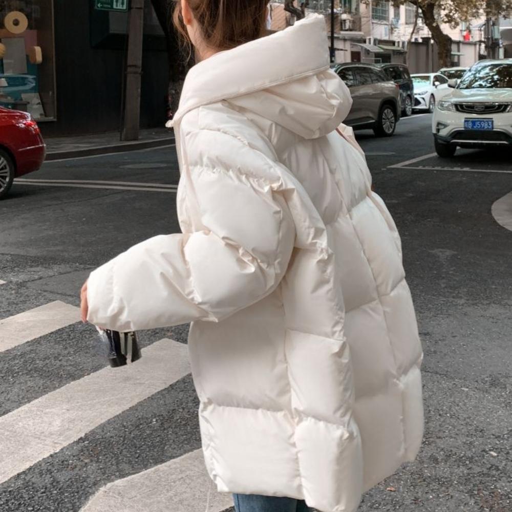 Высокое качество, тепло и модно: Новое женское свободное утолщенное хлопковое пальто в корейском стиле, зимняя тонкая хлопковая стеганая куртка средней длины