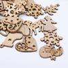 100Pcs/Set Christmas Decorations Environmental Protection Natural Retro Color Cartoon Wood Chips