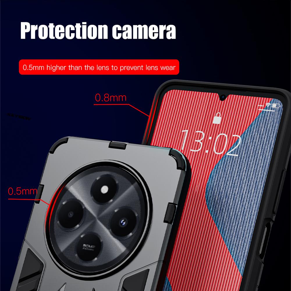 Shockproof For Keysion Case Armor Xiaomi Poco C75 Soft Siliconepc Ring Stand Holder Phone Back Cover For Poco C75