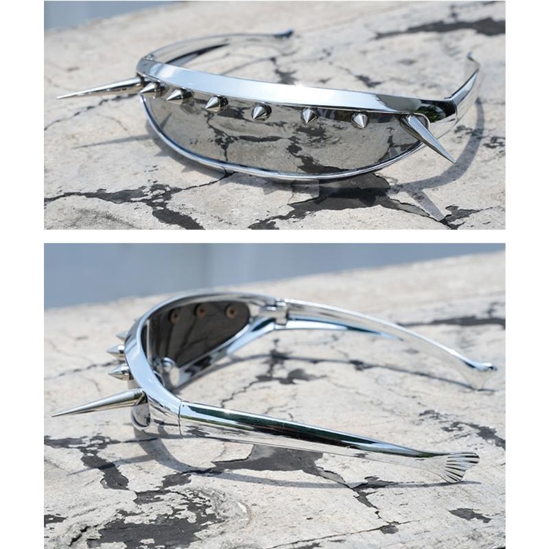 Футуристические панк унисекс солнцезащитные очки с металлическими шипами, легкая ПК оправа, защита от солнца, широкий обзор, костюмный аксессуар для женщин